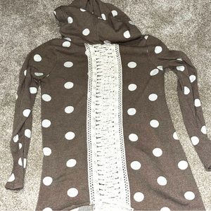 Women’s Boutique Polka Dot Hooded Knit Top sz M